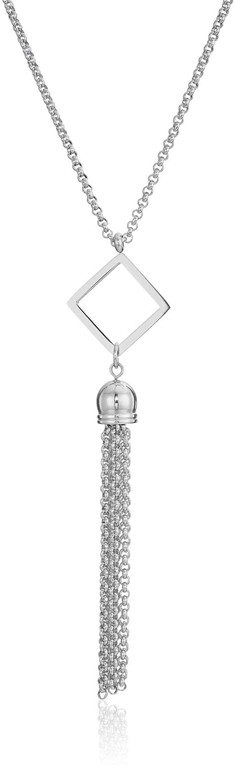 elya polished box chain stainless steel tassel pendant necklace|ELYA Jewelry Womens Polished Box Chain Stainless Steel .